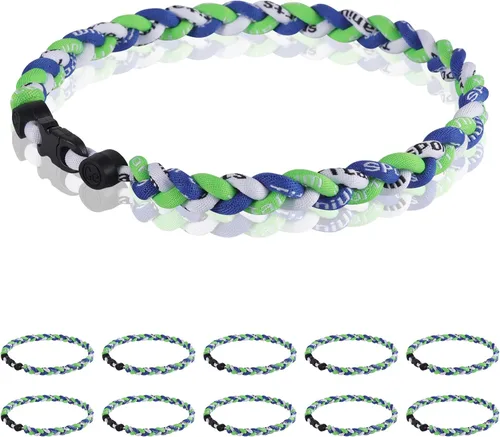 Miniatura 21 de Paquete de 12 Collares de Béisbol de 18 Pulgadas, Regalo de Equipo para Fanáticos de Béisbol, Diseño de Cuerda Tornado de Titanio Triple Trenzado