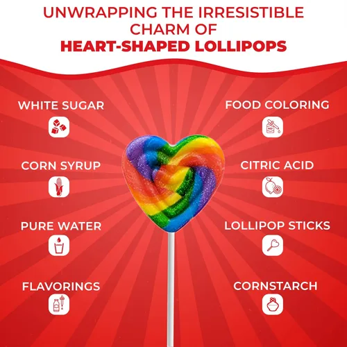 Miniatura 6 de Fusion Select 24 paletas en forma de corazón – Lollipop dulce corazón para rellenos de bolsas de fiesta, rellenos de piñata – Ideal para el día