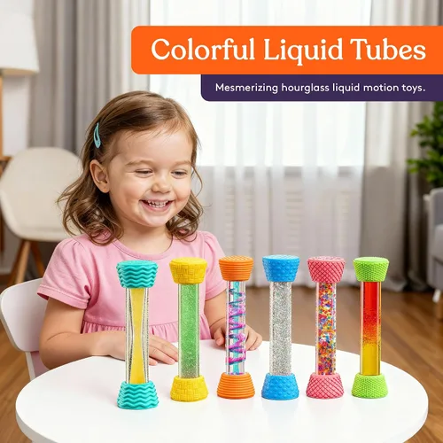 Miniatura 2 de Special Supplies Juguete de burbujas de movimiento líquido, tubos geniales, temporizador de reloj de arena colorido con movimiento de gotas