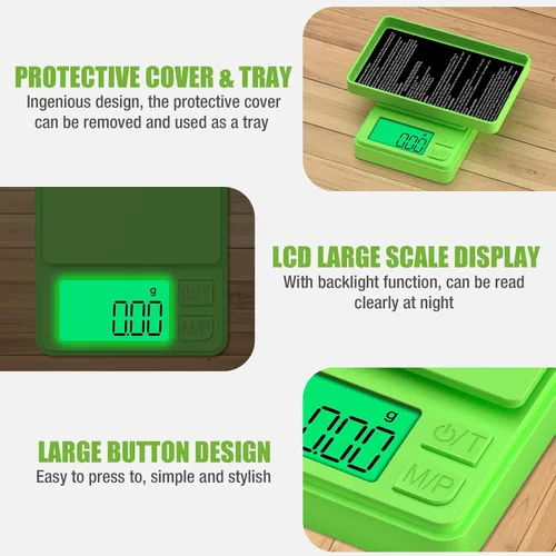 Miniatura 3 de Escala de gramos digital de bolsillo, Diyife 1000g/0.01g de alta precisión, mini escala de 7 unidades de conversión con pantalla LCD, función