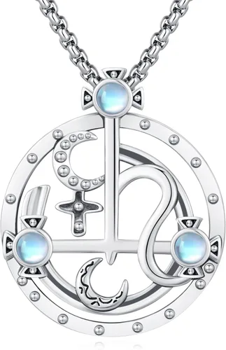 Miniatura 42 de Collar de pentagrama de plata de ley con triple luna, diosa celta, nudo celta, nudo de brujas, Ankh, sol y luna, Hécate, lilith, Santa Muerte