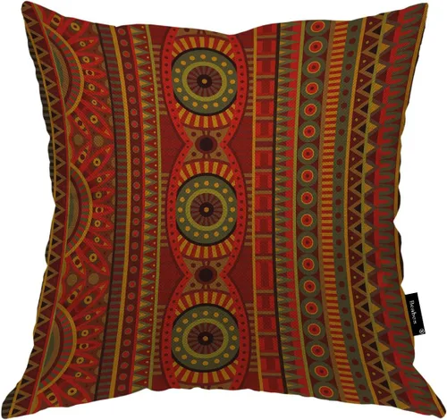 Funda de almohada con patrón tribal, diseño abstracto de rayas étnicas africanas, patrón de cultura redonda, cuadrada, cojín para el hogar,