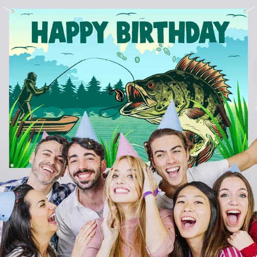 Miniatura 3 de Cartel de fondo con boca de pez de hombre de pesca, diseño de amor ido a la pesca, decoración de pescador para jubilación, baby shower, fiesta