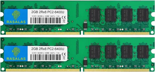 Miniatura 12 de Rasalas DDR2 4 GB Kit (2 x 2 GB) PC2-5300 667MHz RAM - PC2-5300U Udimm 2RX8 1.8V CL5 240 pines no ECC memoria de computadora de escritorio sin búfer