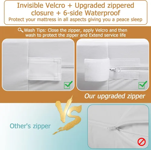 Miniatura 3 de Bedecor Funda protectora de colchón con cremallera Twin XL para colchón de 14"-15" de profundidad, completamente encapsulado a prueba de líquidos