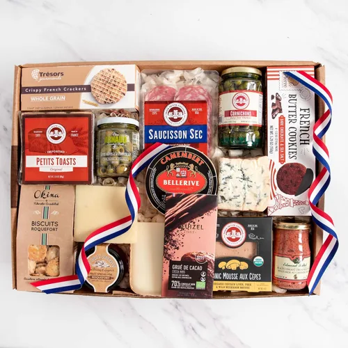 igourmet Cesta de regalo gourmet francesa: una caja de regalo de ensueño para amantes de la cocina francesa con quesos franceses, carnes y delicias.