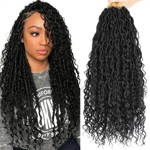 Miniatura 12 de LMZIM Cabello de ganchillo Goddess Locs de 14 pulgadas, 8 paquetes de Faux Locs trenzas de ganchillo para mujeres negras, cabello de ganchillo #2