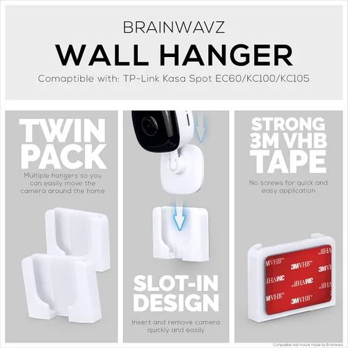 Miniatura 5 de Soporte de pared de esquina para cámara Kasa Spot KC100, KC105, EC60 (paquete de 2) - Soporte adhesivo, soporte sin complicaciones, cinta VHB 3M