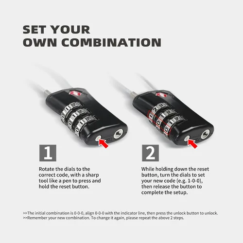 Miniatura 5 de TSA Locks for Luggage, Small Combination Padlock with Cable, Luggage Locks TSA Approved for International Travel Essentials, Suitcase, Backpack