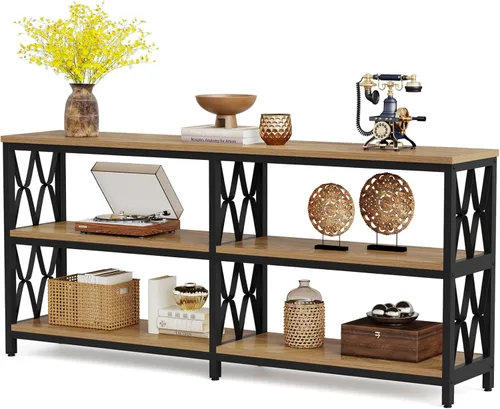 Miniatura 9 de LITTLE TREE Console Table with Storage Shelves, 70.9" Industrial 3-Tier Sofa Table for Living Room, Long Foyer Table Entryway Table for Hallway