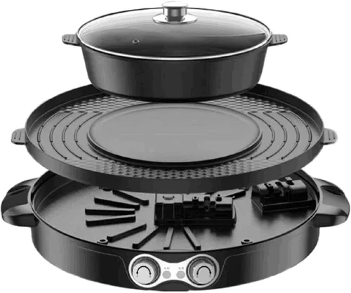 Miniatura 8 de Combo de olla eléctrica y parrilla de 2200 W, cocina portátil 2 en 1 para encimera, totalmente desmontable, control de temperatura independiente