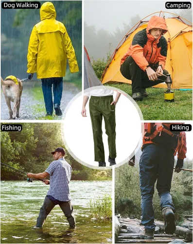 Miniatura 7 de iCreek Pantalones de lluvia para hombre, impermeables, resistentes al viento, ligeros, para senderismo, trabajo, lluvia, al aire libre, para golf