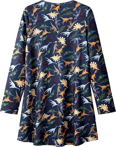 Miniatura 2 de LaVieLente Fashion Blusa tipo túnica para mujer, con patrón estampado, casual, suave, de manga larga, holgada, con dobladillo alto