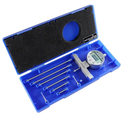 Miniatura 5 de Accusize Industrial Tools - Medidor de profundidad digital electrónico de 0-55.9 cm, en pulgadas/métrico/fraccional, con 2 puntos extra