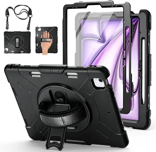Miniatura 17 de Funda para iPad Pro 11 M5 2025/M4 2024: Funda protectora para iPad Pro de 11 pulgadas 5ª generación con protector de pantalla, soporte, asa y correa