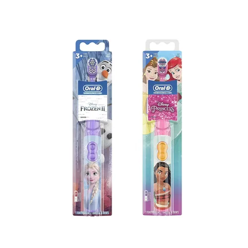 Oral-B Pro-Health Jr. - Cepillo de dientes para niños alimentado por batería con Frozen de Disney, suave, 1 unidad y cepillo de dientes Disney