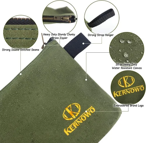 Miniatura 5 de KERNOWO Paquete de 4 bolsas de herramientas de lona con cremallera mejoradas, bolsa de herramientas resistente de 20 onzas, organizador