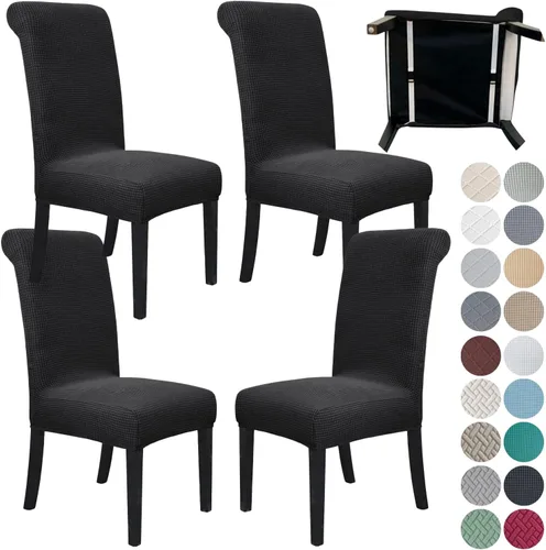 Miniatura 14 de SPRINGRICO Paquete de 2 fundas para sillas de comedor con cinturón de seguridad, fundas elásticas para sillas Parsons lavables, fundas protectoras