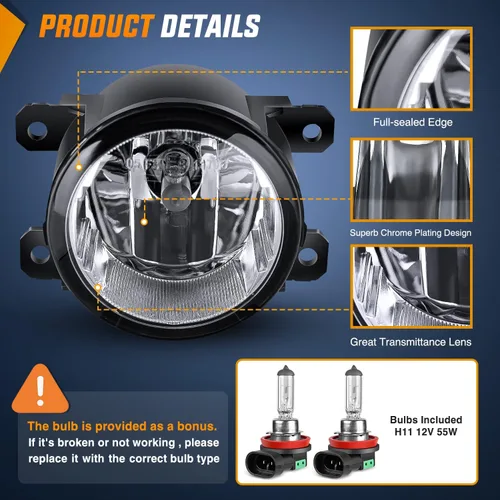 Miniatura 3 de Nilight Conjunto de luces antiniebla Compatible con 2013 2014 2015 2016 2017 2018 2019 2020 Honda City CRV CRZ Civic Crosstour Ram Promaster Jeep