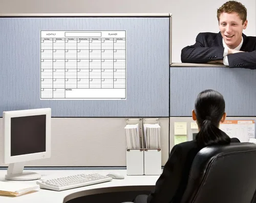 Miniatura 3 de Calendario de pared SwiftGlimpse blanco reusable para un mes, Se borra con paño húmedo, Planificador laminado de pared