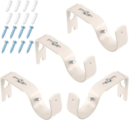 Miniatura 13 de Frienda 4 soportes de barra de cortina resistentes pintados de plata ajustables para barra de cortina de 1 pulgada de diámetro, soportes de Plata