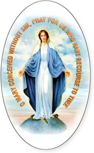 Miniatura 10 de CafePress - Adhesivo ovalado de la Virgen María de Fátima - Adhesivo ovalado para parachoques de coche Blanco - Pegatina Ovalada Virgen María Fátima