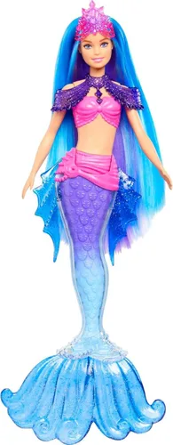 Miniatura 8 de Set de muñeca sirena Barbie Mermaid Power, muñeca de moda Barbie "Brooklyn" con mascota Phoenix y accesorios, juguete de sirena con aletas
