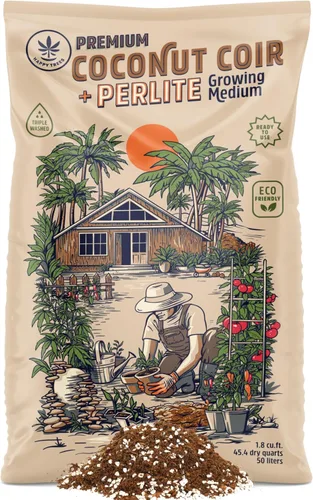 Miniatura 6 de Happy Trees Medio de Cultivo de Fibra de Coco y Perlita, Mezcla para Macetas, Inicio de Semillas, Calidad Premium Triple Lavado para Baja Sal/EC