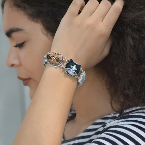 Miniatura 2 de Plata Gato los amantes pulsera, Animal Rescue, siamés, Persa, Esmoquin, KittyFaces, Cat JewelryPet Jewelry- Cat Lover Giftsby Sweet Romance