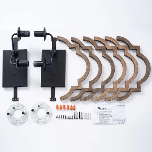 Miniatura 9 de VILUXY Apliques de pared de madera retro industrial, lámpara de pared geométrica de granja, lámparas de pared negras para dormitorio, pasillo