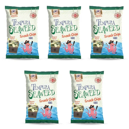Miniatura 24 de Swashbuckle Snacks Chips de Calamar Crujientes con Sabor a Queso Tempura 5.29oz (150g), Hecho en Japón, Otsumami
