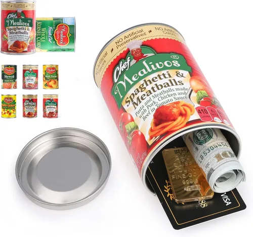 Miniatura 21 de Caja de seguridad falsa con forma de lata, perfecta para ocultar almacenamiento, llave, efectivo, joyas, tarjeta (1- Estilo francés de judías verdes)