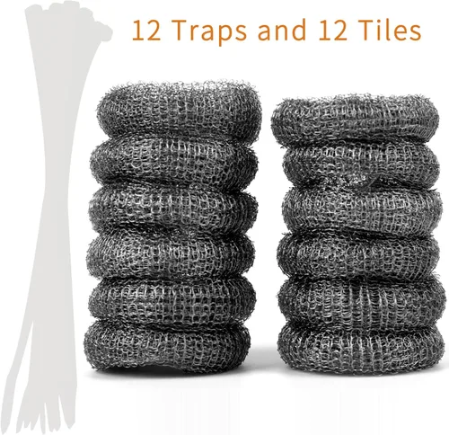 Miniatura 2 de Trampas de pelusa de acero inoxidable para lavadora, 12 trampas de pelusa para manguera de lavadora con 12 bridas para cables, filtro de malla