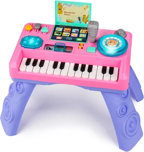 Mesa de DJ para bebés de 1 a 3 años con música y luz, juguetes musicales de piano para bebés de 6 a 9 a 12 a 18 meses, mesa de actividades para