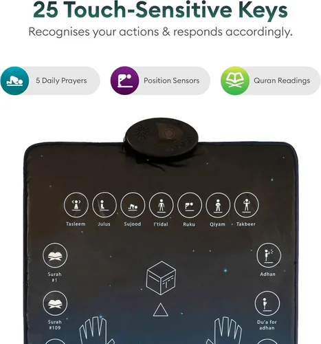 Miniatura 3 de My Salah Mat Tapete de oración interactivo inteligente para adultos y inversores para aprender suras, salah, duas y más, alfombra de oración