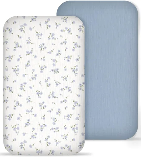 Miniatura 20 de Sábana de moisés para bebé niño y niña, sábanas ajustadas para colchón de moisés rectangular, ovalado, de reloj de arena, sábanas de cesta de Moisés