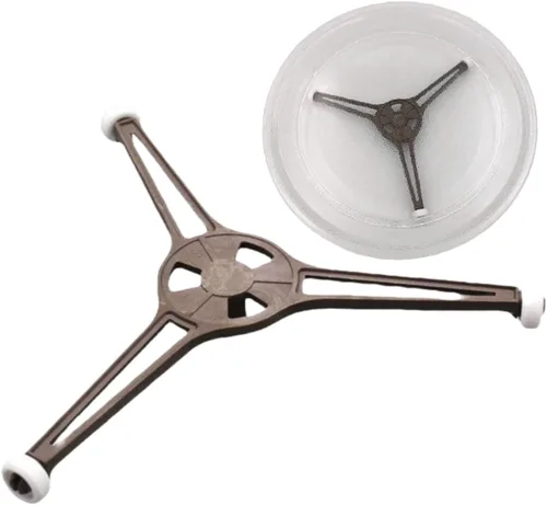 Paquete de 1 bandeja de placa giratoria plana para horno de microondas, soporte giratorio de triple brazo con ruedas, brazo de repuesto de rodillo