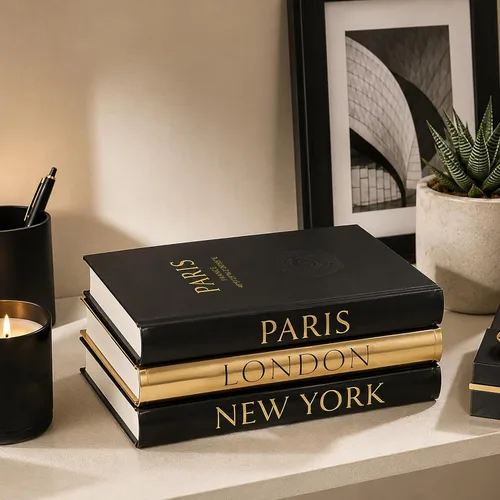 Miniatura 5 de Libros decorativos para decoración del hogar – Libros de tapa dura decorativos de exhibición de imitación para estantería – Libros decorativos