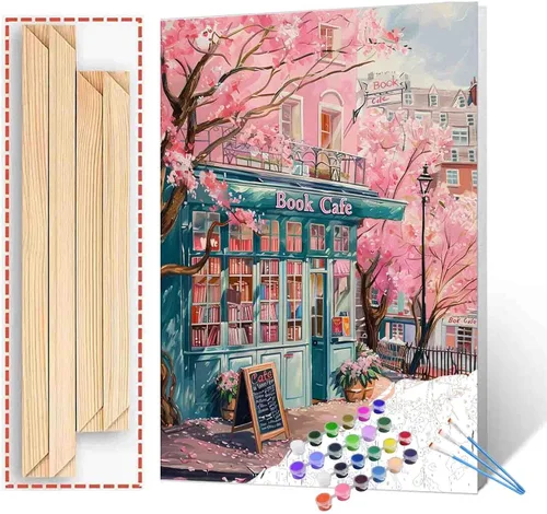 Miniatura 27 de Aihonmin Estantería 6 Pack Pintar por Números para Adultos Libros Pintura DIY sobre Lienzo con Pinceles Pigmento Manualidades DIY Pintura Acrílica