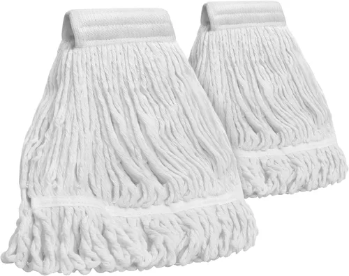 Miniatura 9 de Trapeadores comerciales para limpieza de suelos, trapeador húmedo resistente con mango largo para azulejos de madera dura, cabezal de algodón