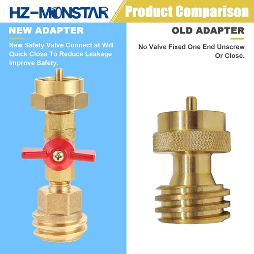 Miniatura 4 de Adaptador de tanque de propano de 20 lb a 1 lb con válvula para cilindro desechable desechable de 1 lb / 16.4 oz, convertir CGA600 a rosca macho