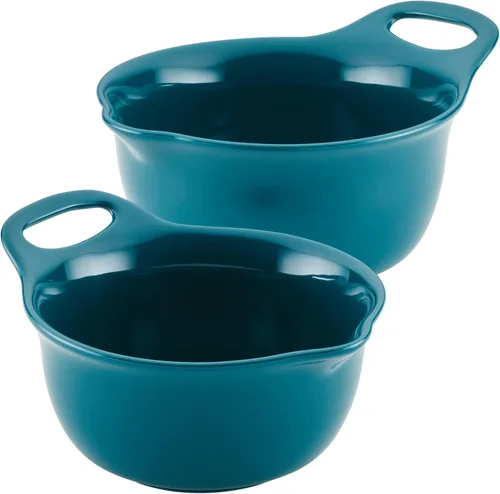 Miniatura 14 de Rachael Ray Ceramics - Juego de cuencos para mezclar con boquilla de vertido, 1 cuarto de galón y 2 cuartos de galón, verde azulado