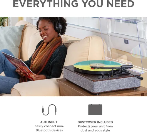 Miniatura 7 de ION Audio Luxe LP - Reproductor de discos de vinilo Bluetooth con altavoces, conversión USB, placa de tamaño completo, parada automática, salida