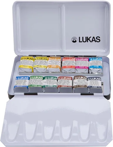 Miniatura 5 de Lukas 1862 Aquarell Artists' - Juego de 18 – 2 bandejas enteras y 16 medias bandejas – Pintura de acuarela vibrante de grado profesional – Fácil