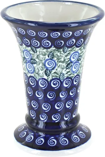 Miniatura 6 de Jarrón pequeño de cerámica pulida de rosas azules, florero pequeño de flores rojas de la selva, 6 pulgadas de alto, florero de cerámica, diseño