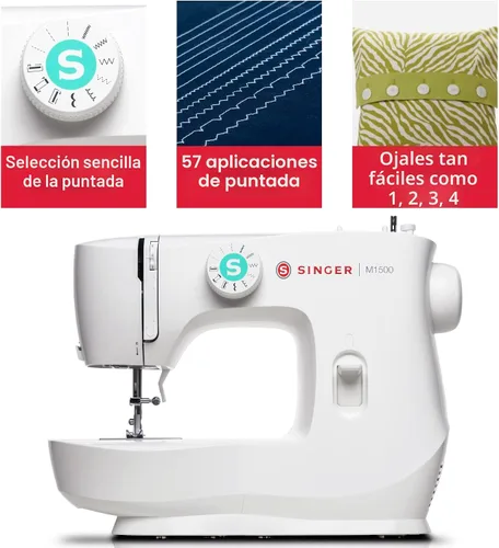 Miniatura 5 de SINGER M1500 Máquina de coser ligera y portátil con kit de accesorios 57 aplicaciones de puntada, luz LED y pespunte de 4 pasos Ideal