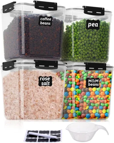 Miniatura 8 de Contenedor de almacenamiento de alimentos sellados rectangulares gruesos, juego de 4 litros/135 onzas, contenedor de almacenamiento para crujientes