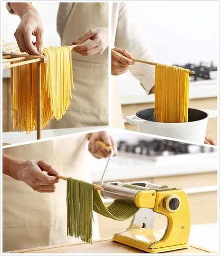 Miniatura 2 de Estante de secado de pasta de bambú con varita de transferencia y 12 barras, fácil de transferir para secar pasta y cocinar, diseño de suspensión