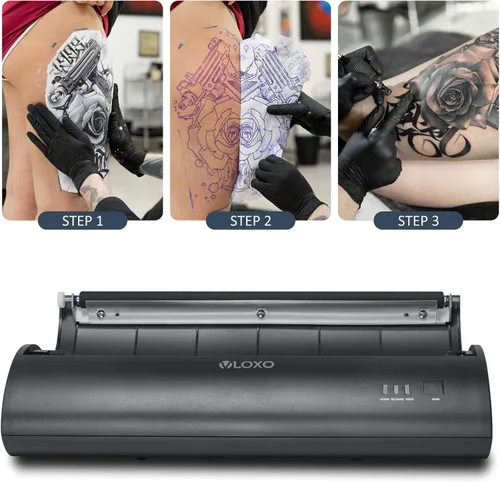 Miniatura 4 de VLOXO Impresora de plantillas de tatuaje inalámbrica, fotocopiadora portátil de transferencia térmica de tatuajes, impresora de tatuajes recargable