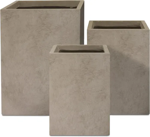 Miniatura 16 de Kante Macetas rectangulares de hormigón de 18.5 pulgadas de alto, macetas ligeras para interiores y exteriores con orificio de drenaje y tapón
